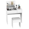 Makeup Desk With Drawer Vanity Table Set With Flip Up Mirror And Cushioned Stool White