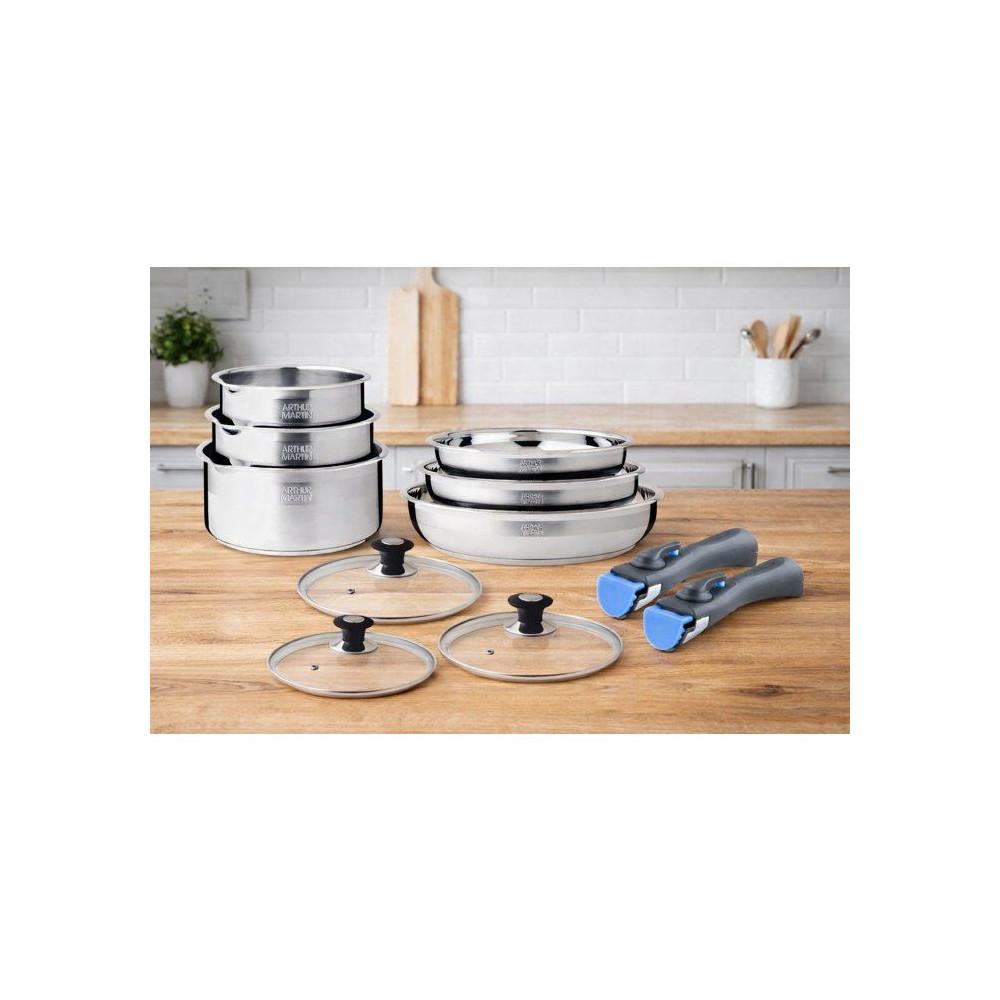 Arthur Martin cookware set 11 pieces stainless steel