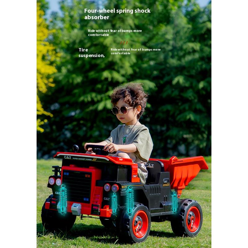 Детская электрическая четырехколесная игрушечная коляска для бездорожья с дистанционным управлением, двойным приводом и музыкальной светодиодной подсветкой Bluetooth