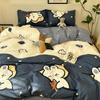 Cute Rabbit Bedding Set Flat Sheet Duvet Cover Pillowcases Single Double Queen Size Bed Linen Boys Girls Home Textile
