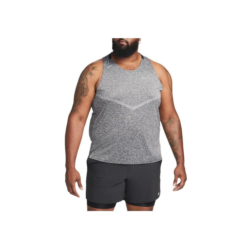 Nike Rise 365 Solid Logo Crew Neck Running Comfortable No Sleeves Tank Men Tops Slate-Grey CZ9179-011