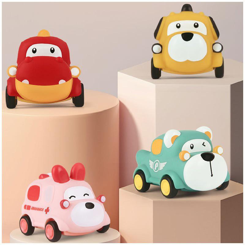 Children's Inertia Toy: Soft Rubber Dinosaur Car - Chewable, Fall-Resistant, Vinyl Animal Design