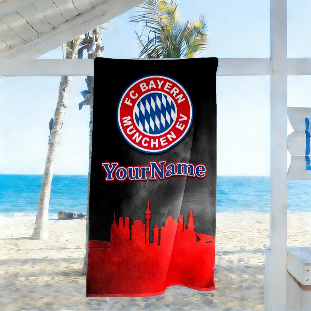 Bayern Munich Customizable Name Beach Towel Super Soft Microfiber Quickdry Fabric Perfect for Traveling Yoga Camping and Swimming