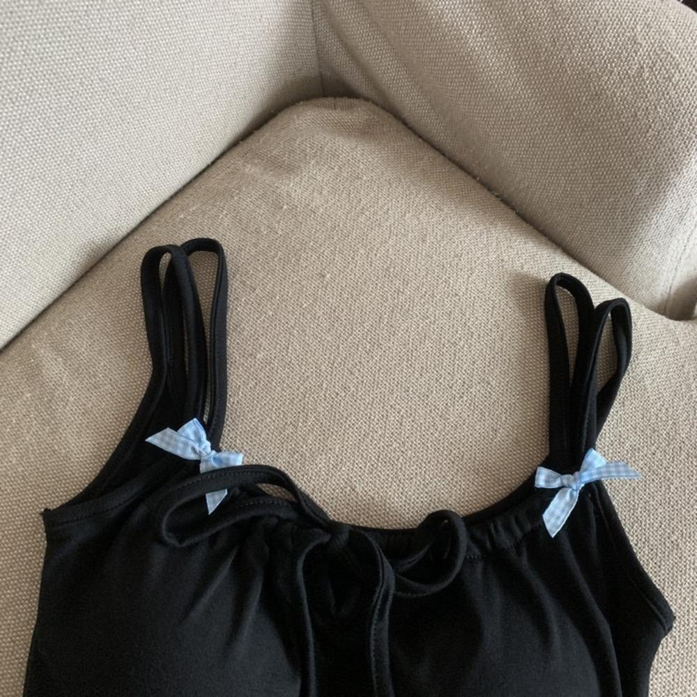 Chest Pad Tank Top Halter Crop Tops Women Summer Bow Camis Backless Camisole Fashion Tube Lady Sleeveless Cropped Vest