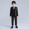 Детский пиджак для мальчиков, черный пиджак с длинным рукавом и лацканами, пиджак на двух пуговицах, верхняя одежда для свадеб и вечеринок 5-6 лет