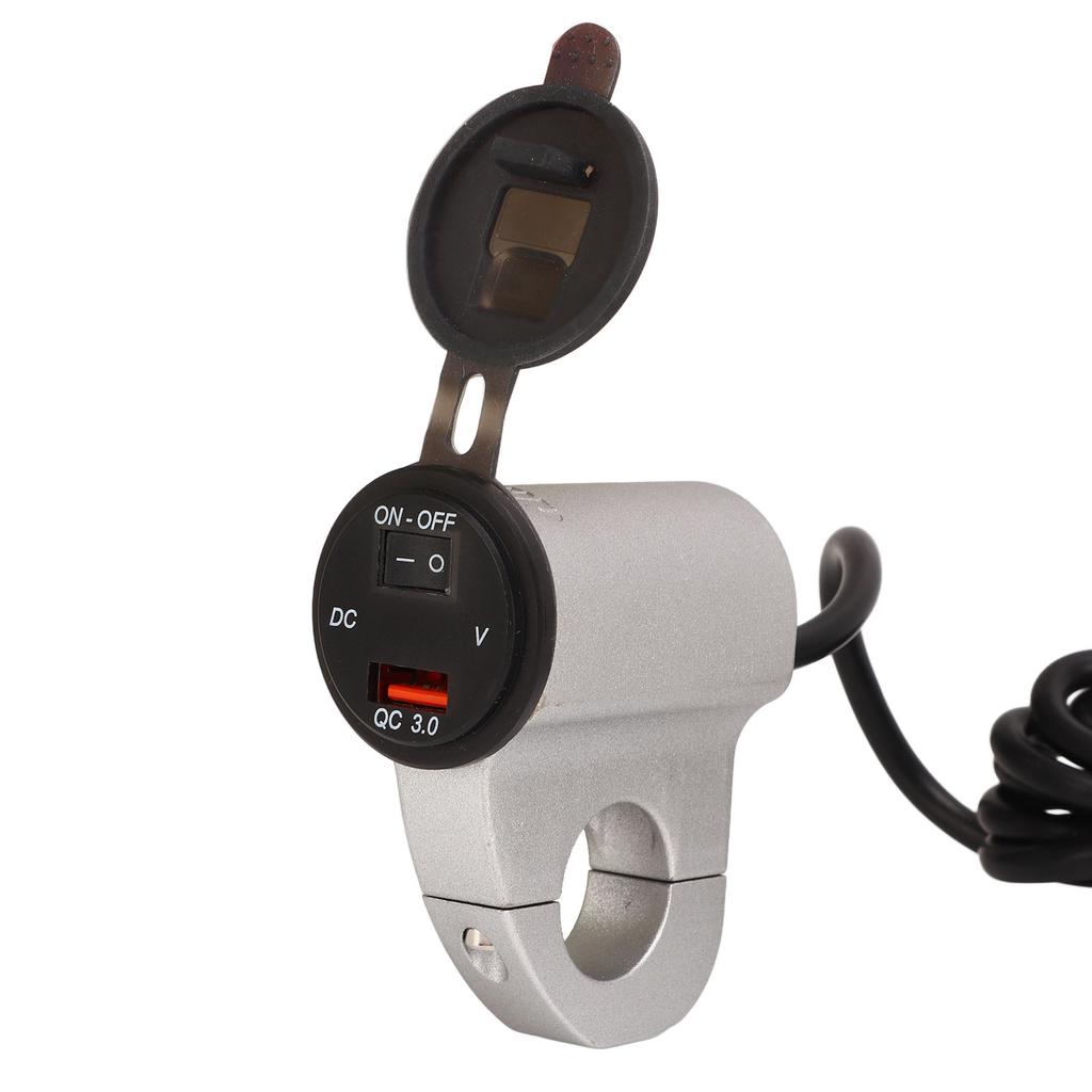 Motorcycle USB Charger Waterproof 12V Power Adapter Digital Display Voltage with Switch