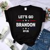 Let's Go Brandon Винтажные женские футболки Y2K Крутой дышащий укороченный топ Летние футболки-свитшоты Спортивные футболки с круглым вырезом Женская футболка