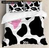 Пододеяльник размера King/Queen с молочной коровой, розово-белый, мультяшный животный принт, клубничный комплект постельного белья для детей, мальчиков, девочек, с принтом коровы, мягкий пододеяльник