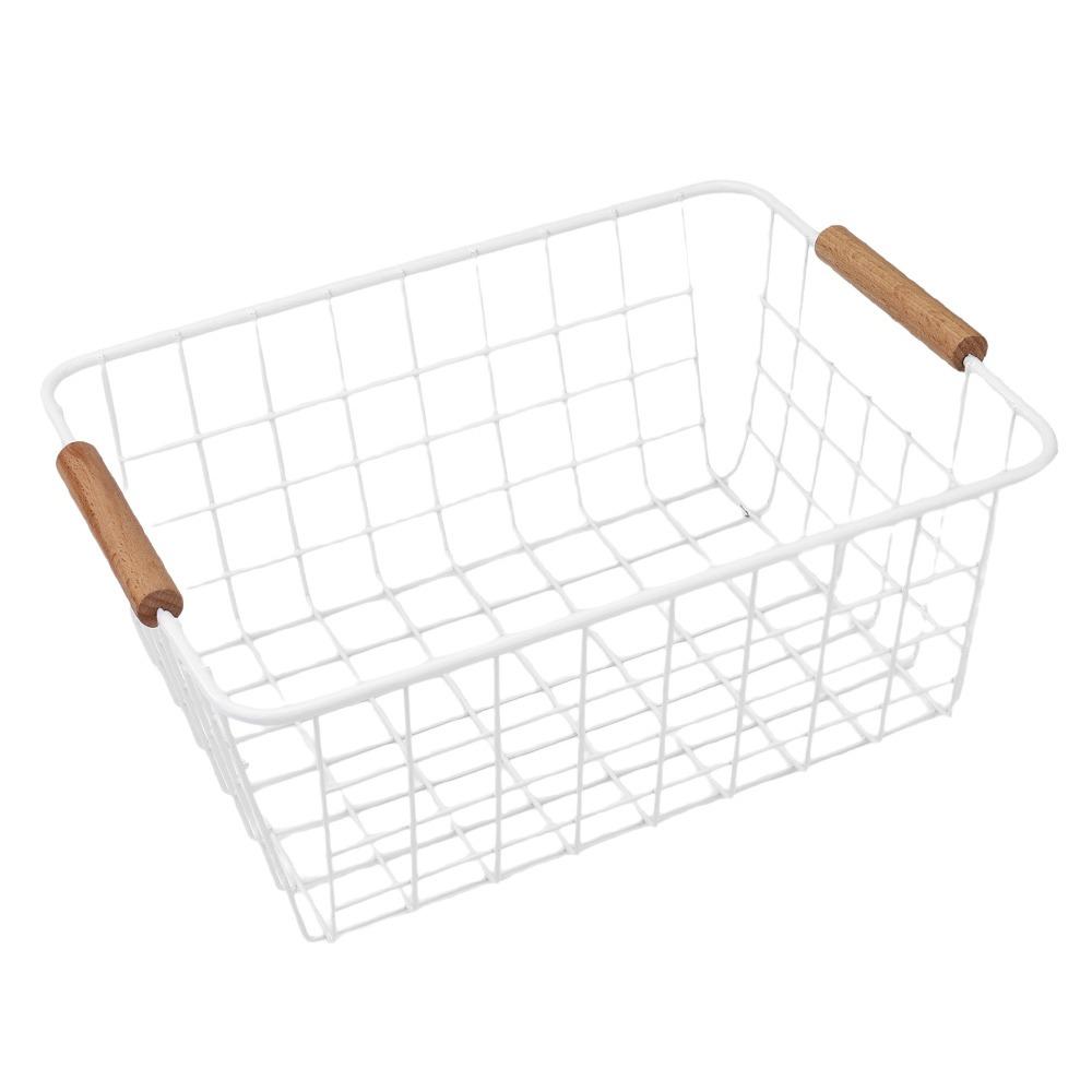 Rectangle Iron Wired Basket White Black Sundries Container  For Bathroom Kitchen