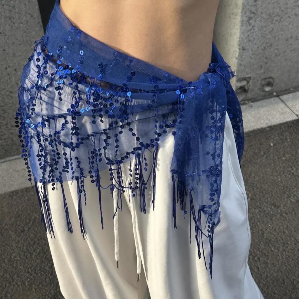 Jeans Decor Tassels Belt Hip-hop Sequin Waistband Jazz Dance Hip Scarf  Waist Accessories