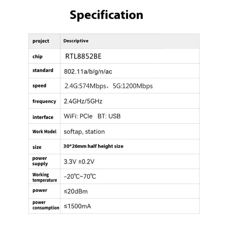 WiFi 6 Wireless Networking Card RTL8852 Chip 1800M Fast Speed 2.4+5Ghz Enhances Connection And Low Latency WIFI Adapter