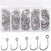 70Pcs Fishing Inline Single Hooks Single Replacement Hooks for Hard Lures Circle Large Eye Single Bait Hooks for Bass Trout Lure