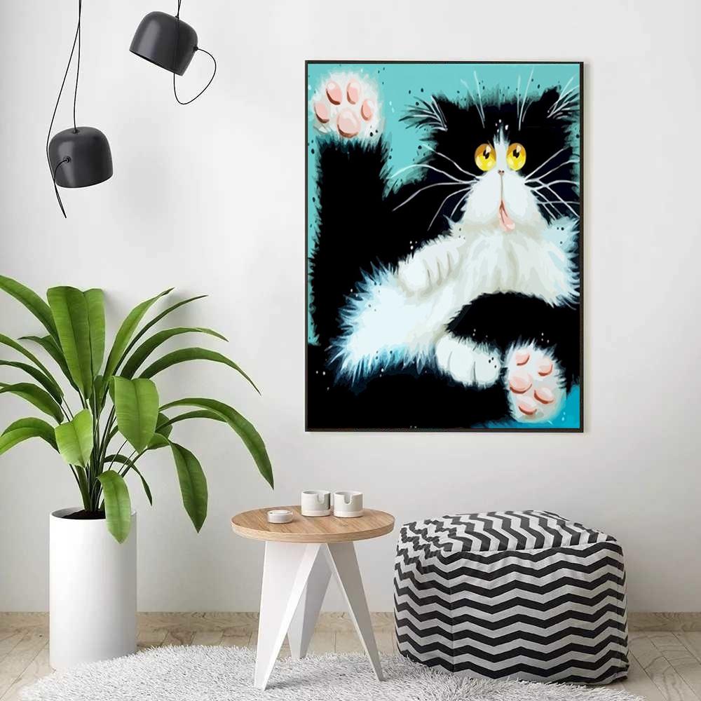 RUOPOTY DIY картина маслом кошки животные наборы для взрослых ручная роспись DIY подарок картина по номеру бабочка на холсте украшение дома