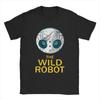 Мужская винтажная футболка Wild Robots Cartoon Fiction Novelty Tee с коротким рукавом и круглым вырезом, 100% хлопок, одежда больших размеров