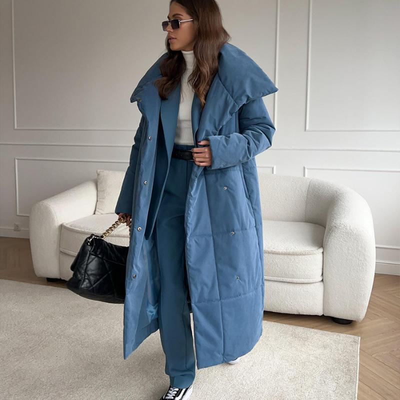 Женские осенне-зимние свободные теплые куртки-пуховики с поясом, модные куртки, свободные однотонные повседневные пальто, хлопковая стеганая куртка