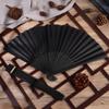 Black Silk Folding Fan Chinese Style Hand Held Bamboo Fans Ribs Home Party Decoration Dance Props Desktop Ornament Gifts