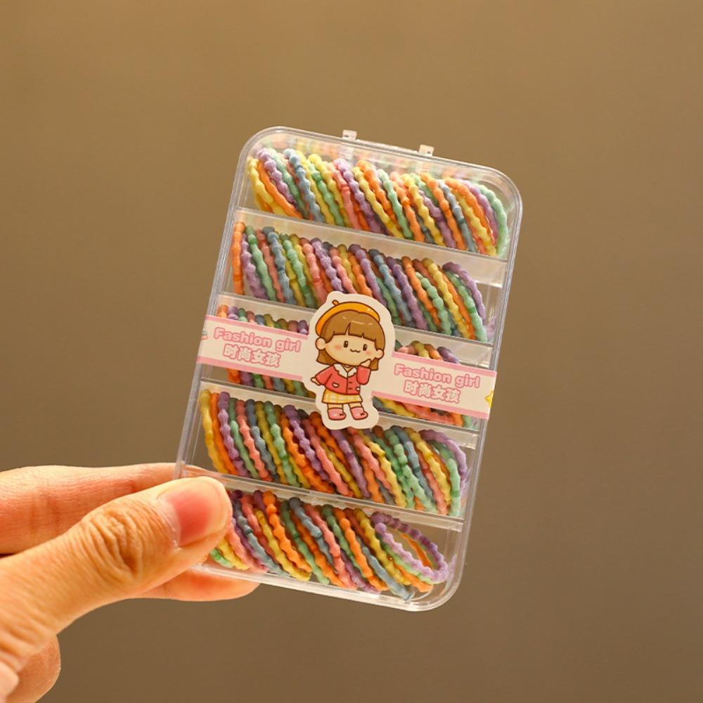 150PCS Rainbow Colors Mini Hair Bands High Elasticity Thin Hair Ties New No Hurt Hair Ties For Kids
