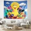 Sesame Street Print Tapestry, Backdrop, Easy Setup, Ideal for Bedroom, Office & Living Room, with Aesthetic Wall Hanging Decor.