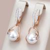 Artificial Pearl Pendant Inlay Zircon Gold Silver Color English Castle Earrings Luxury Women Wedding Bridal Jewelry