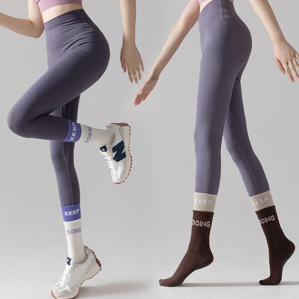 HOLRAFAN Yoga Pilates Sports Socks for Yoga and and Cold Weather Available In Multiple Colors Women's Non-Slip Socks, 3-Pair Set, Anti-Odor, Socks,