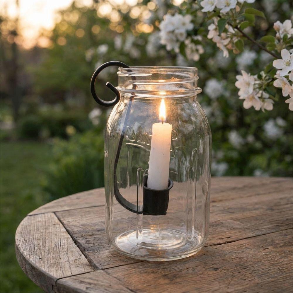 Vintage Style Metal Candle Holder for Mason Jars Fits Standard 1 Quart Mason Jars