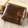 Leather Mens Wallet with Coin Pocket Clip European and American Fashion Multi Functional First Layer Cowhide Business Retro