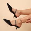 Fashion 2025 Black Rhinestones Heeled Mules Pump for Women Elegant Sparkly Sandals Summer Slippers Women's Sexy High Heels Slingbacks