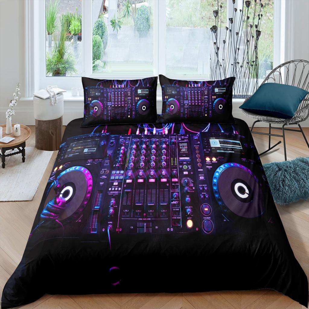 Home Living Luxury 3D DJ Earphone Bedding Set Music Duvet Cover Pillowcase Queen Full Size Comforter Bedding for kids boys