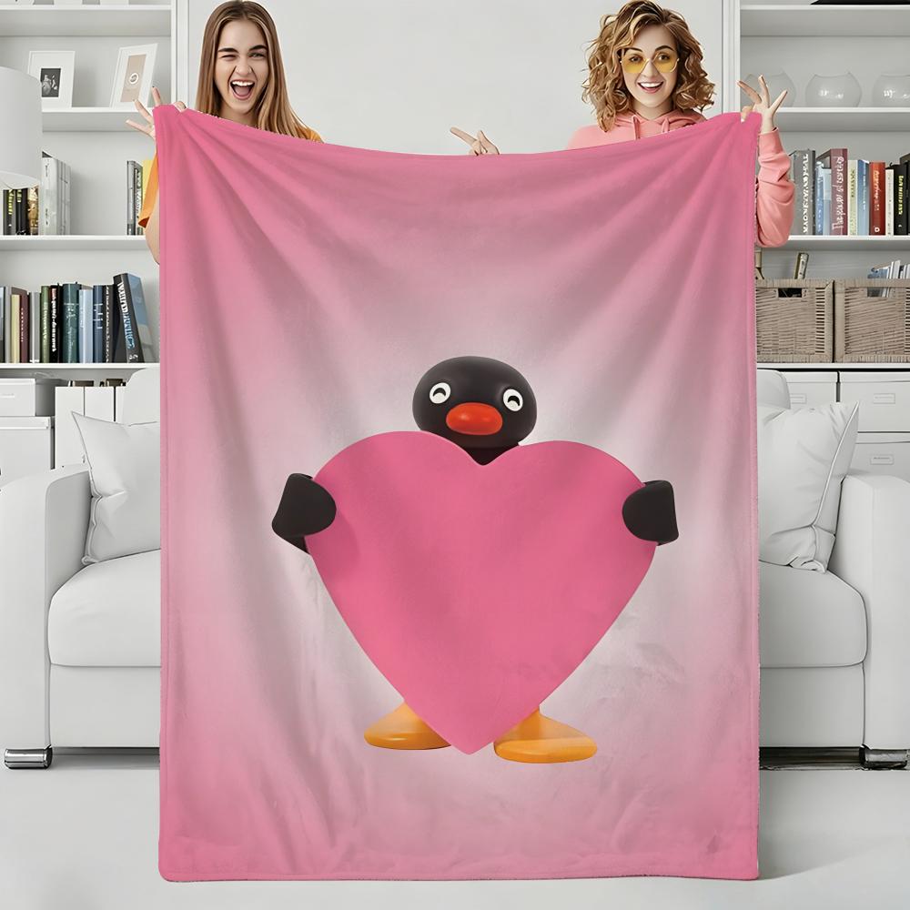 Cartoon P-Pingus Throw Flannel Blanket Perfect for Sofa Office Bed Travel Sleep Read Relax Camping four season use