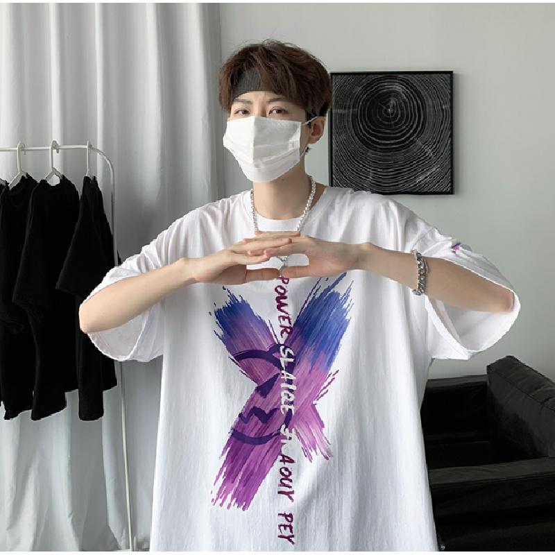 Мужские футболки с коротким рукавом с буквенным графическим принтом, модные брендовые футболки для мужчин, мужская одежда, повседневная футболка, мужские летние топы в корейском стиле ретро для мужчин