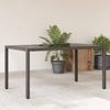 VidaXL Garden Table Glass Top Black 150x90x75cm Woven Resin 365589