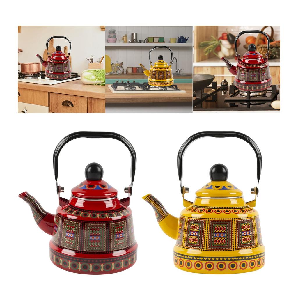 2.5 л Чайник для чая и кофе с крышкой, для наливания и кипячения воды, ретро чайник для воды, эмалированный чайник для дома, кухни, отеля, ресторана