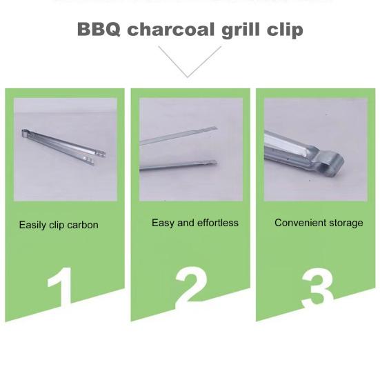Barbecue Charcoal Tong Ergonomic Design Heat Resistant Multipurpose Metal Handle Grill Food Clip Cooking Tool