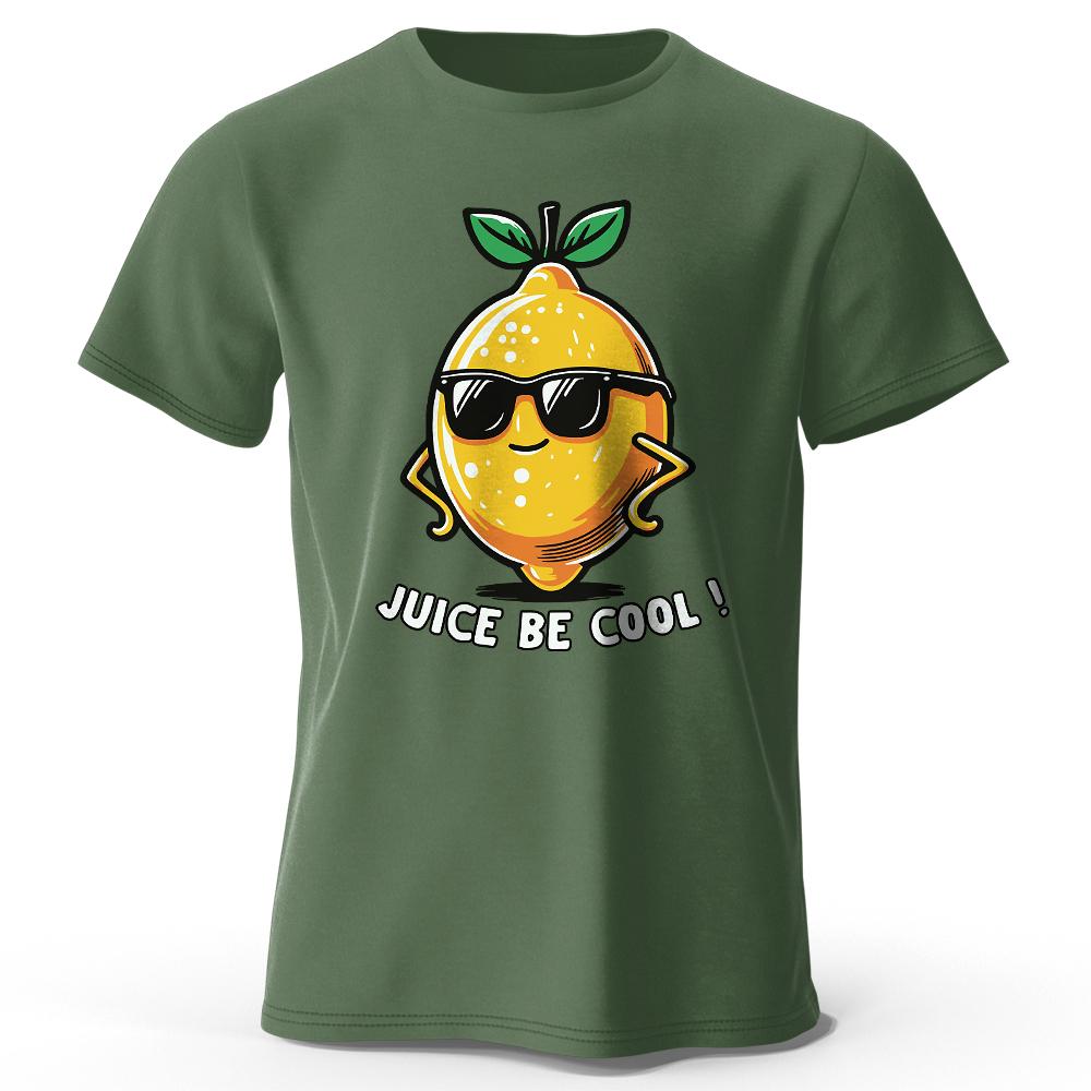 Men's Juice Be Cool Printed T-Shirt 100% Cotton Oversized Fruit Pun Graphic Tees for Women Summer Tops Chill Streetwear
