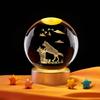 Музыкальная шкатулка из кристалла с 3D-гравировкой двух собак, с теплой подсветкой, заряжаемая ночник