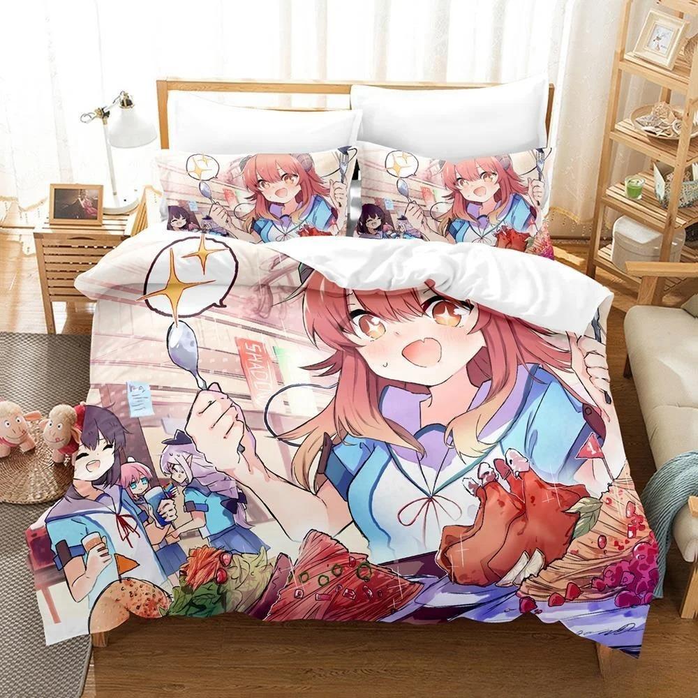 New Anime Girls The Demon Girl Next Door Bedding Set Single Twin Full Queen King Size Bed Set Adult Kid Bedroom Duvet Cover Sets