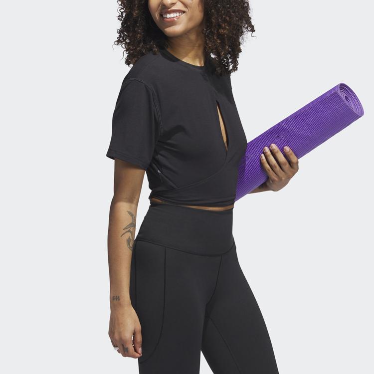 Adidas Yoga T Shirts Women's Black Crew Neck Moderate HS8115