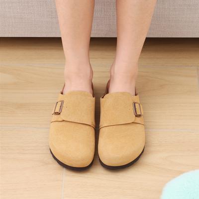 Модные женские клоги Crestar Новые замшевые кожаные клоги Тапочки Нескользящая пробковая подошва Мюли Обувь Уличные Мужские Пляжные Сандалии с Пряжкой