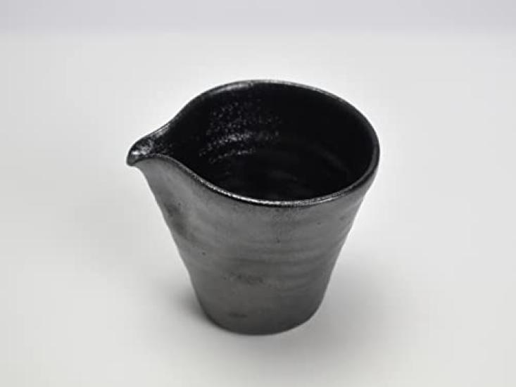 Bonsai Tao Shigaraki ware sake luster cup, black,