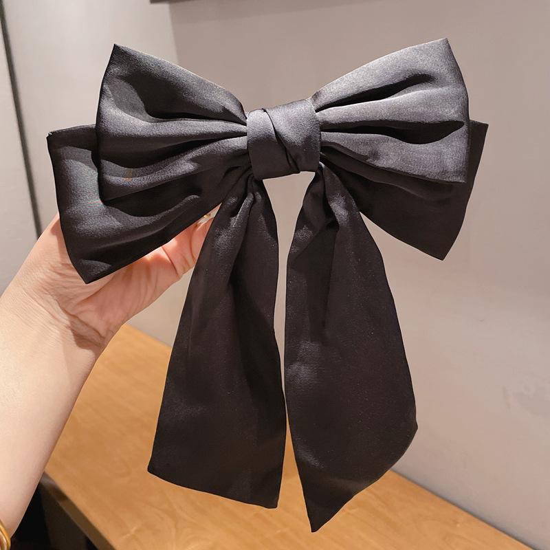Korean Satin Bow Hairpin for Women - Large Drape Ponytail Clip