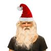 Full Head Latex Santa Claus Mask Realistic Face Man Mask with Hat Cosplay Props Masks 2021