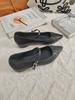 Inner Height Increase Summer New Women's Shoes Versatile and Popular Retro Temperament One-word Pleated Pointed Single Shoes Small Size Shoes