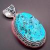 Tibetan Turquoise Gemstone Handmade 925 Sterling Silver Jewelry Pendant 2.17" AH-766
