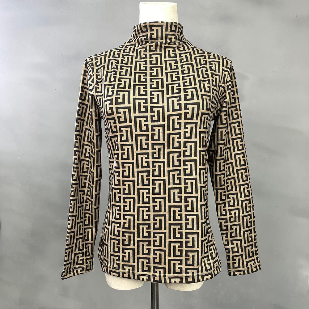 Женская бархатная водолазка с длинным рукавом и полуворотом — европейский и американский стиль, теплая нижняя одежда на осень/зиму 2024 г.