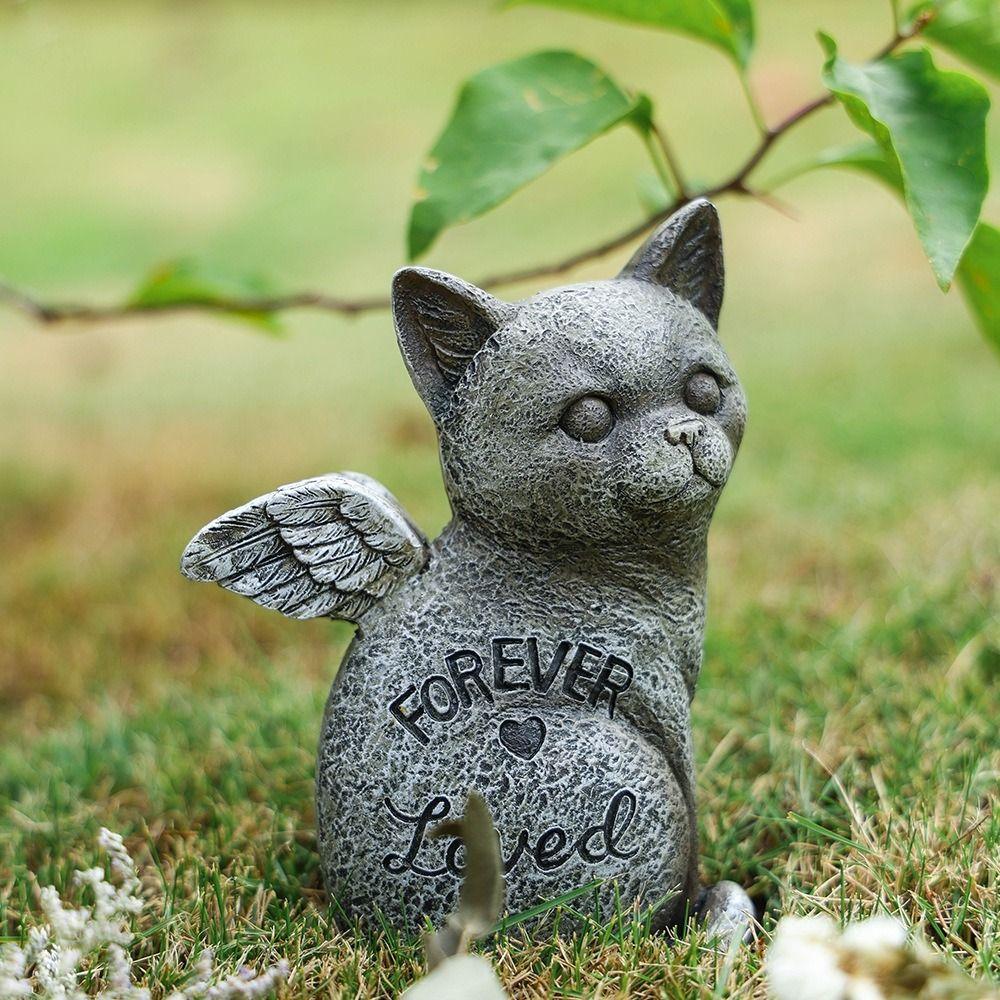 Weatherproof Pet Dog Cats Memorial Sculpture Stone Finish Pet Memorial Tombstone Living Room
