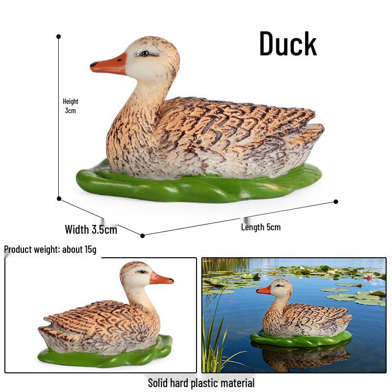 Wild Animal Model Toy Set: Swan, Lion Head, Goose