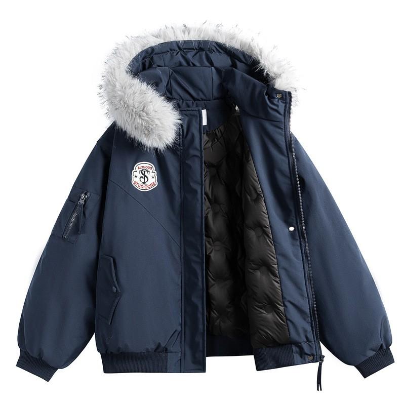 Unisex Hooded Parka With Faux Fur Trim Winter Warm Thick Puffer Jacket Streetwear Casual Outerwear