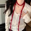 Korea Elegant Solid Color Girl Ribbon Ultra-Thin Long Vintage Scarf Women'S Decorative Tie Scarf