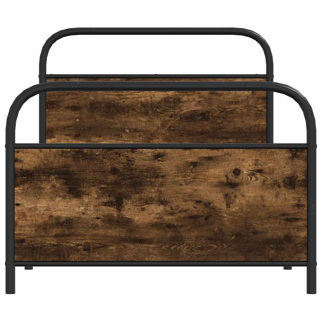 vidaXL Bettgestell ohne Matratze 100x190 cm Räuchereiche Holzwerkstoff