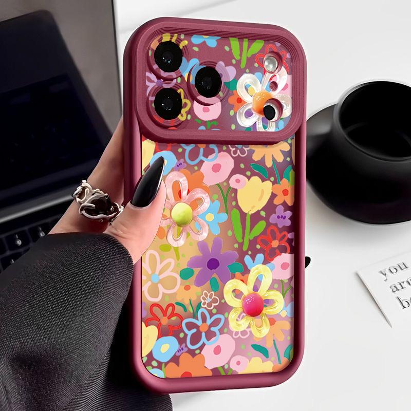 Чехол для телефона с мультяшными цветами для iPhone 17 Pro Max Air 16 15 Pro Max 14 13 12 Pro Max 11 Прозрачная мягкая задняя крышка из ТПУ